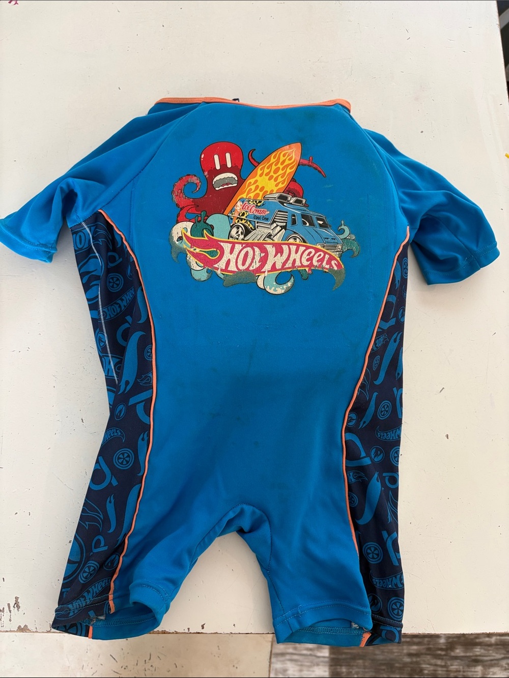 Blue Boys' One-Piece Swim Suit build in padding